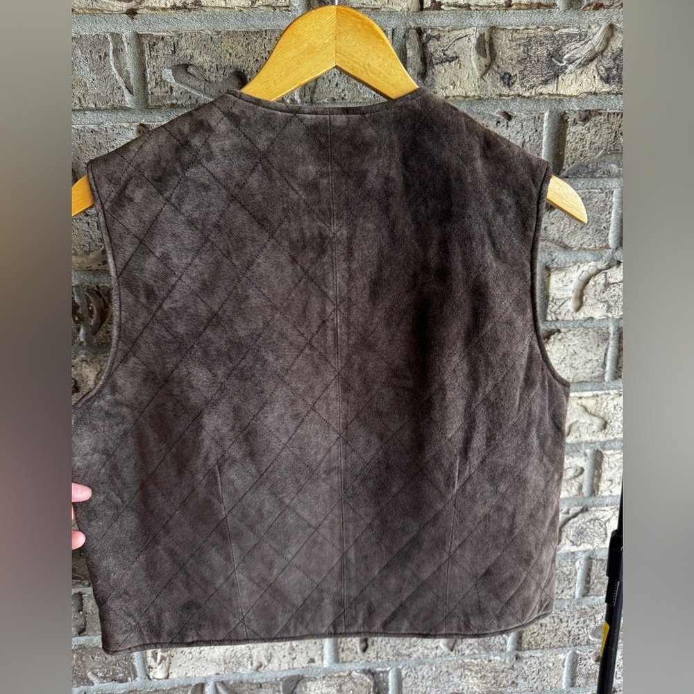 Harold’s Vintage Genuine Suede Leather Vest Brown Zip Western Boho Womens L - Picture 6 of 13